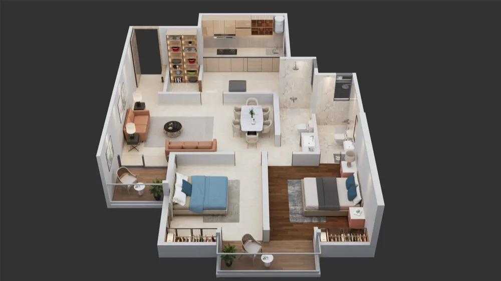 2 BHK Floor Plan